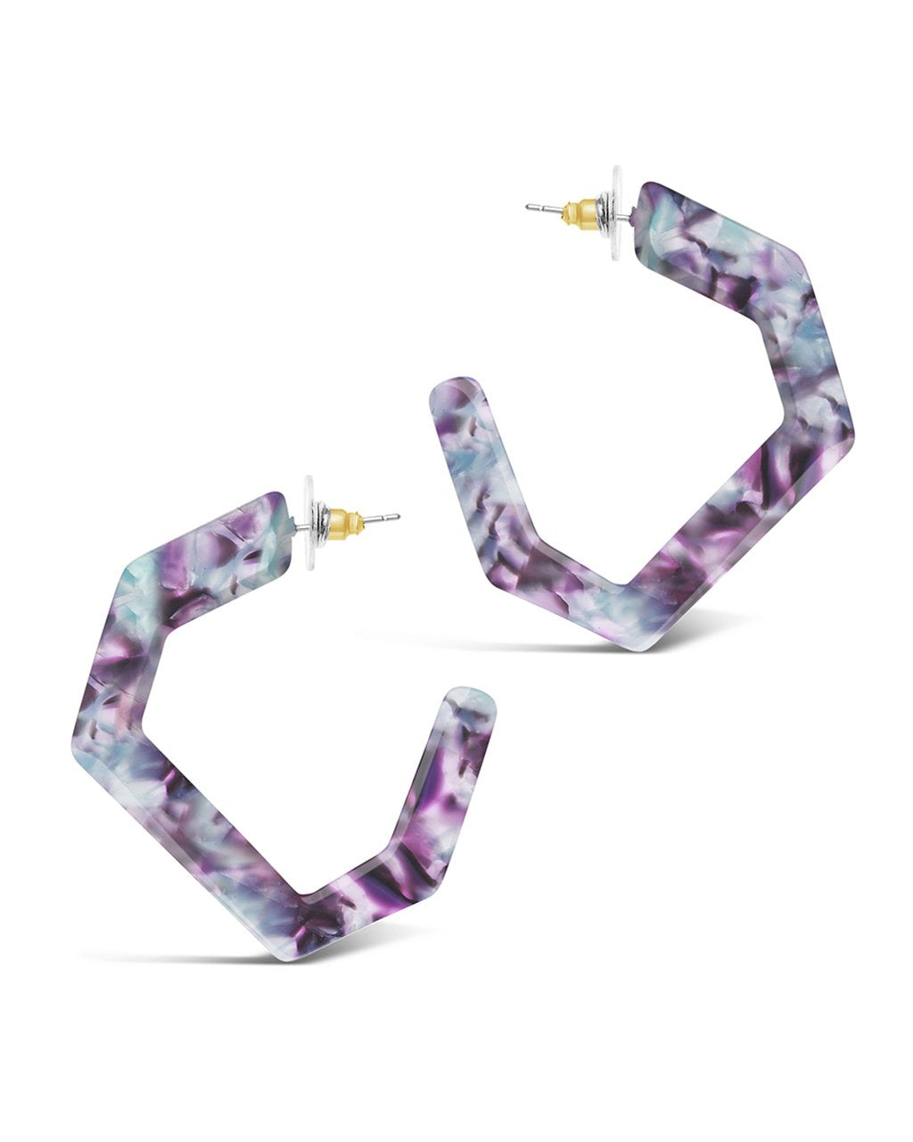 Resin Hex Hoops - Sterling Forever