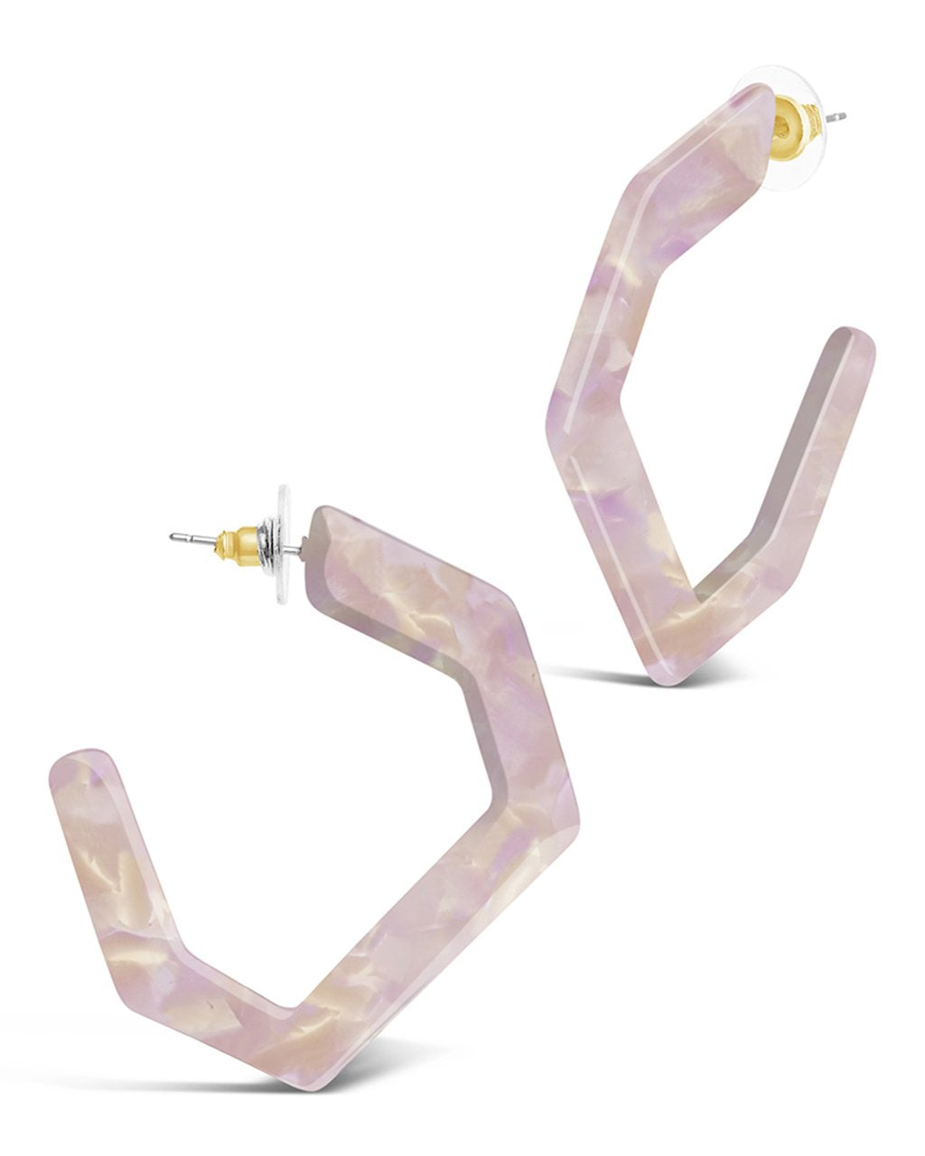 Resin Hex Hoops - Sterling Forever