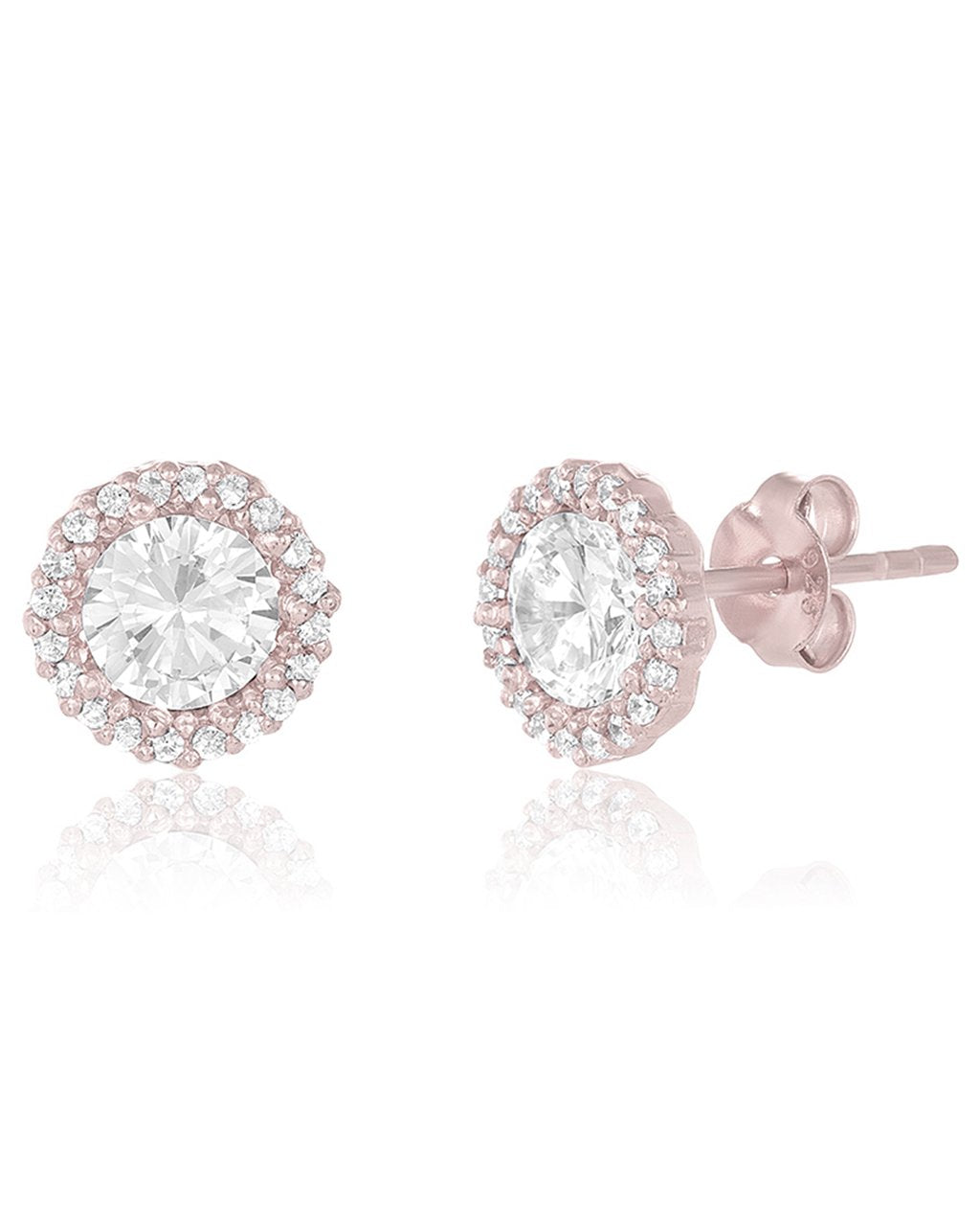 Sterling Silver CZ Halo Stud Earrings - Sterling Forever