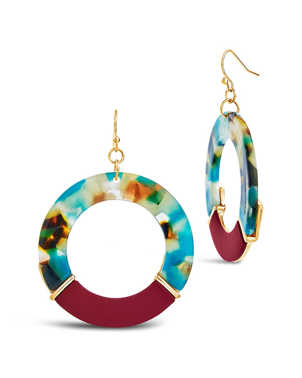 Circle Dangle Resin Drop Earrings - Sterling Forever
