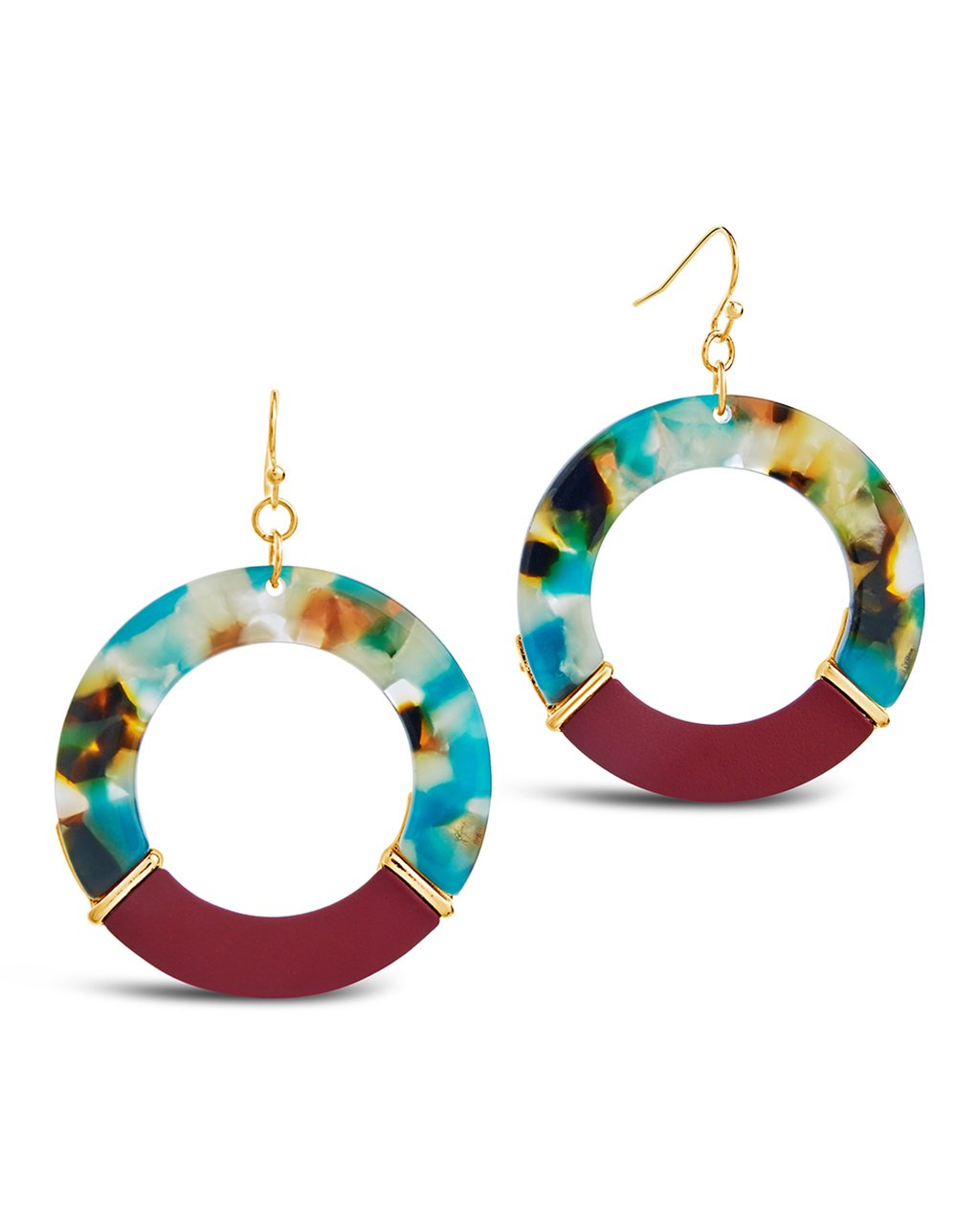 Circle Dangle Resin Drop Earrings - Sterling Forever