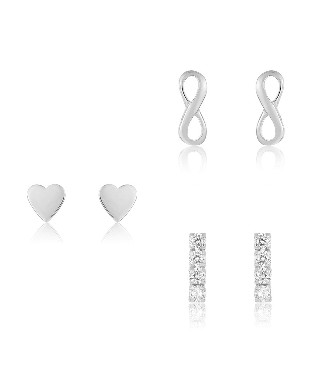Sterling Silver Heart & Infinity Earring Set of 3 - Sterling Forever
