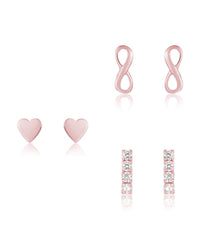 Sterling Silver Heart & Infinity Earring Set of 3 - Sterling Forever