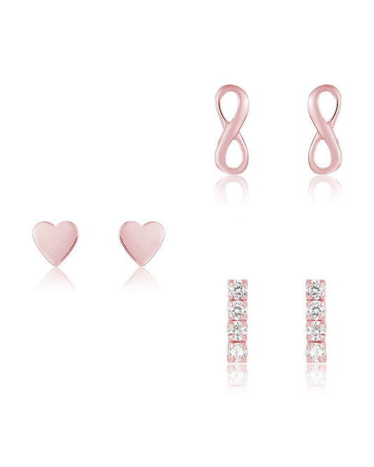 Sterling Silver Heart & Infinity Earring Set of 3 - Sterling Forever