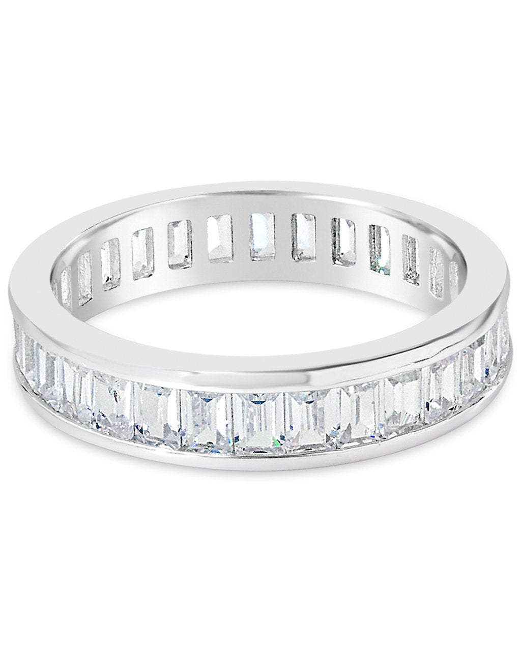 Stackable Sterling Silver & CZ Baguette Band Ring - Sterling Forever