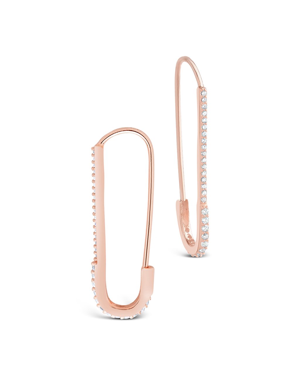 CZ Safety Pin Dangle Earrings - Sterling Forever