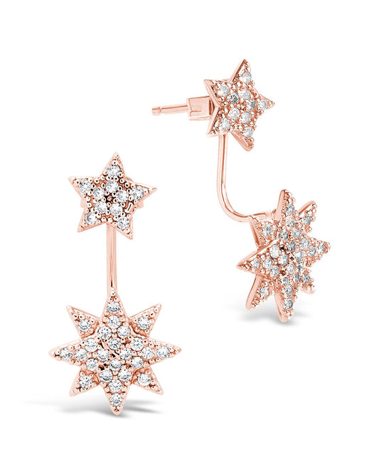 CZ Starburst Jacket Earrings - Sterling Forever