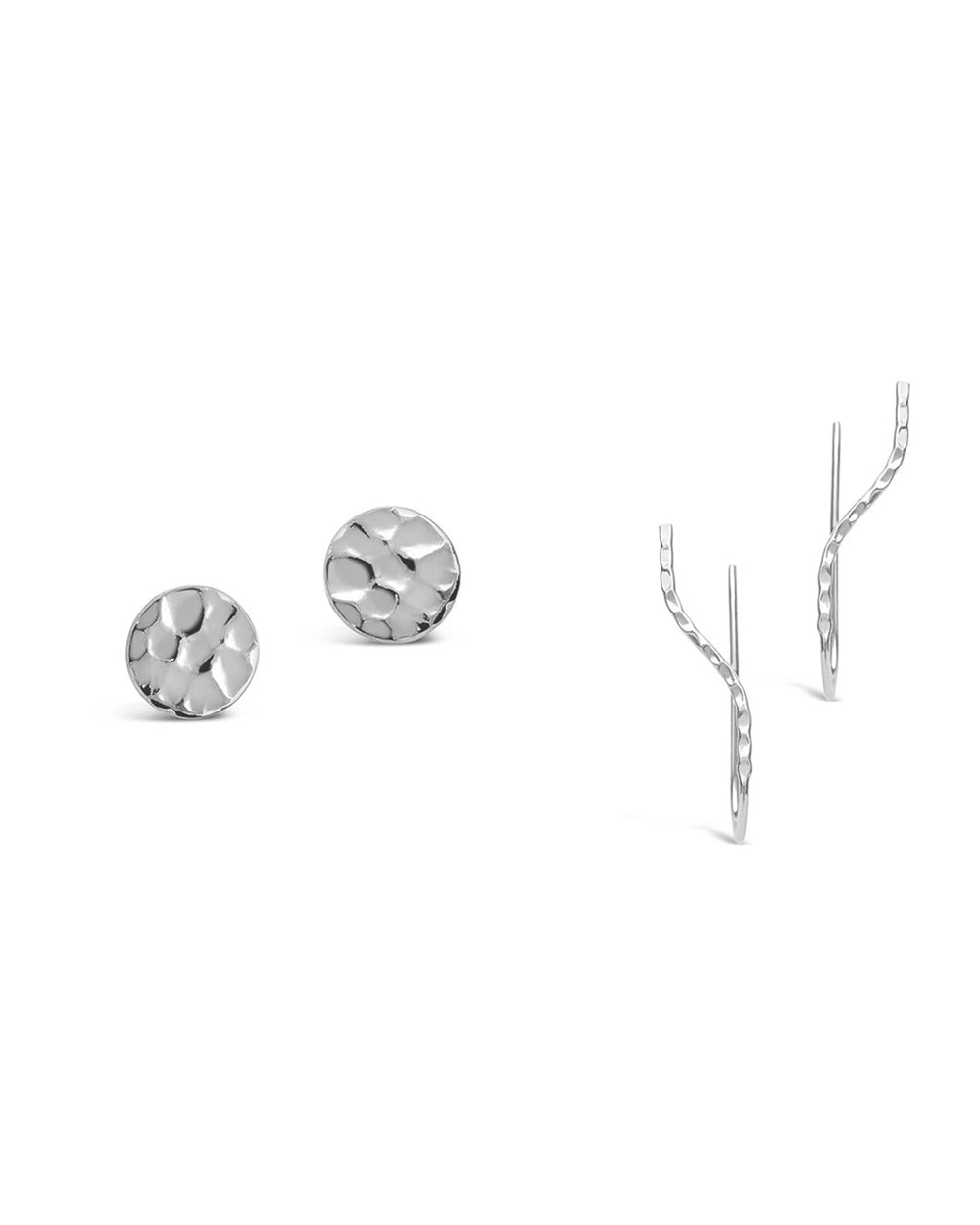 Sterling Silver Hammered Stud & Crawler Set - Sterling Forever