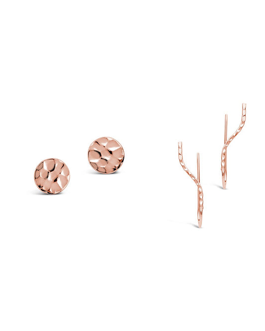 Sterling Silver Hammered Stud & Crawler Set - Sterling Forever