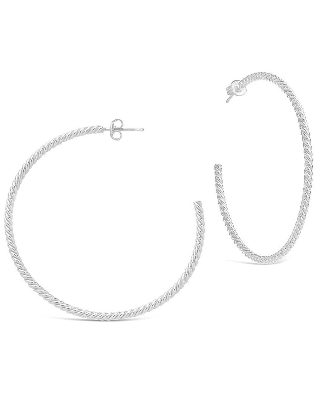 Rope Twist Hoops - Sterling Forever