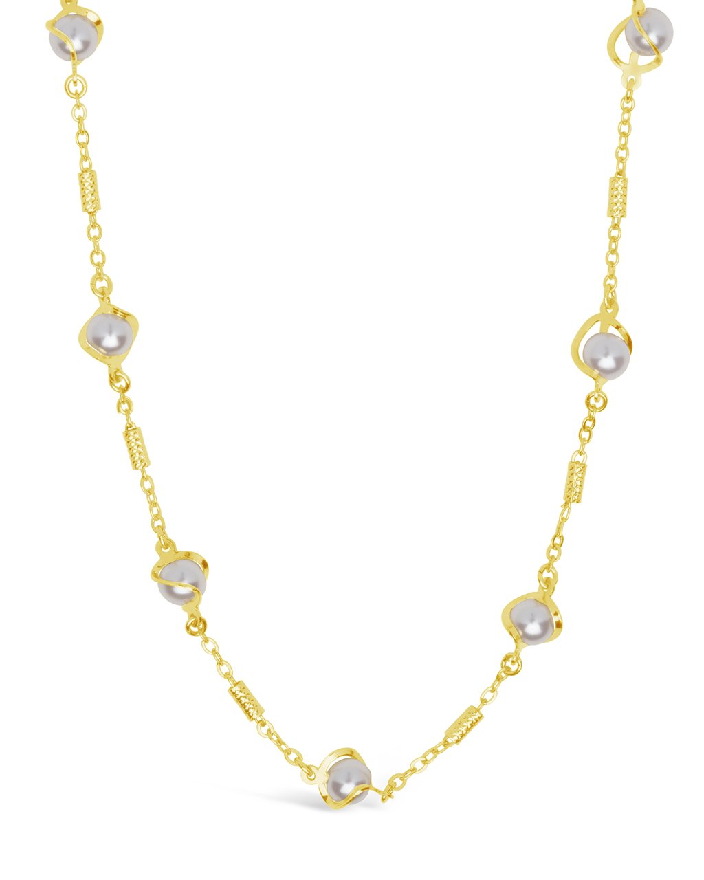 Stationed Pearl Twist Face Mask Chain Face Mask Chain Sterling Forever Gold 
