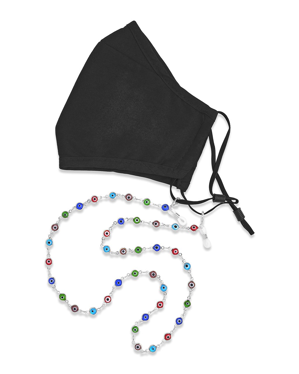 Rainbow Enamel Evil Eye Face Mask Chain Face Mask Chain Sterling Forever 
