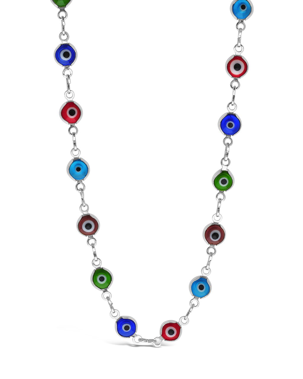 Rainbow Enamel Evil Eye Face Mask Chain Face Mask Chain Sterling Forever Silver 