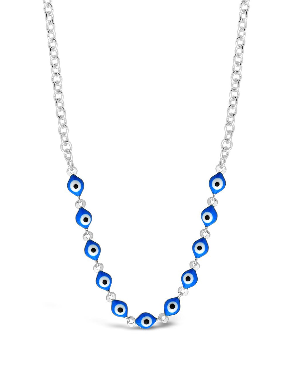 Blue Enamel Evil Eye Face Mask Chain Face Mask Chain Sterling Forever Silver 