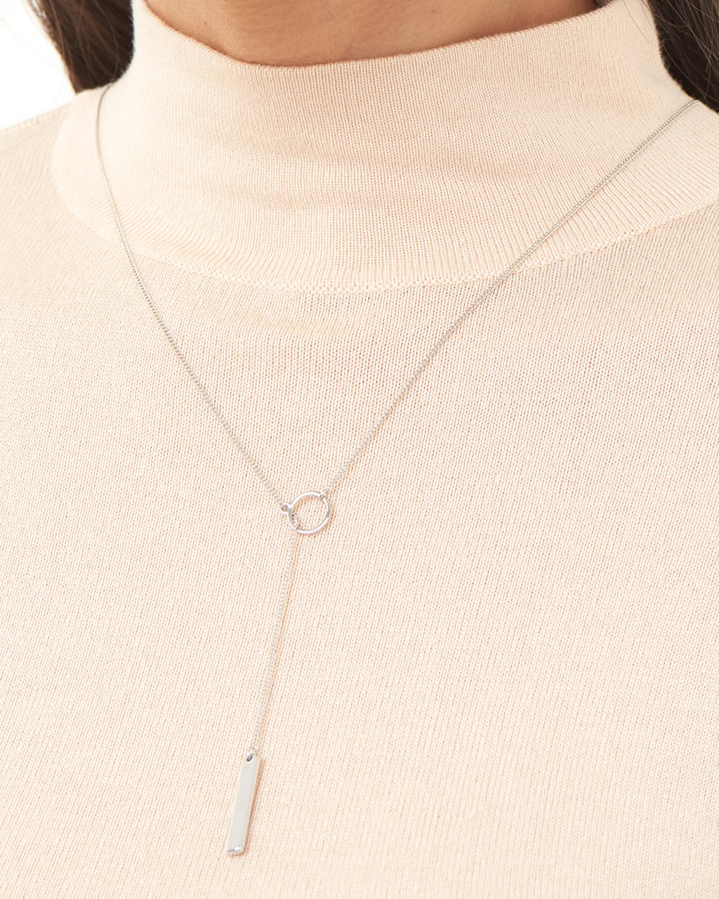 Lariat Bar Drop Necklace with CZ Stud Necklace Sterling Forever 