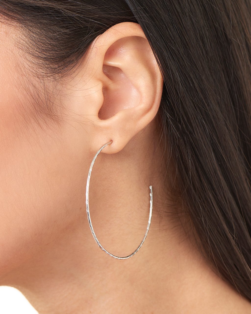Sterling Silver Textured Hoops Earring Sterling Forever 
