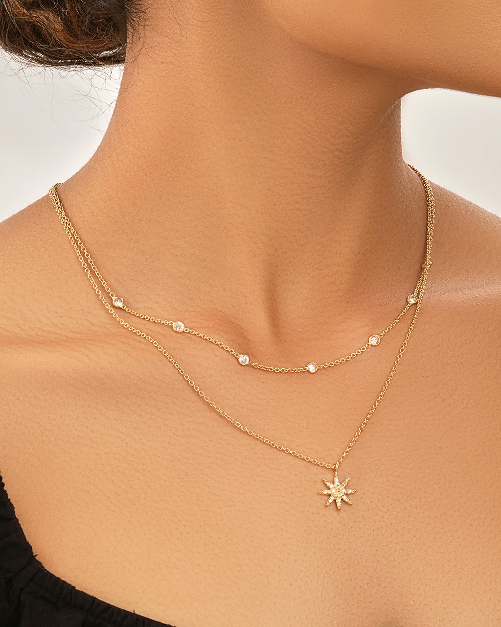 Sterling Silver Layered Burst Pendant Necklace Necklace Sterling Forever 