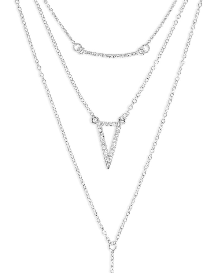Layered Y Necklace with CZ Bar and Triangle Sterling Forever