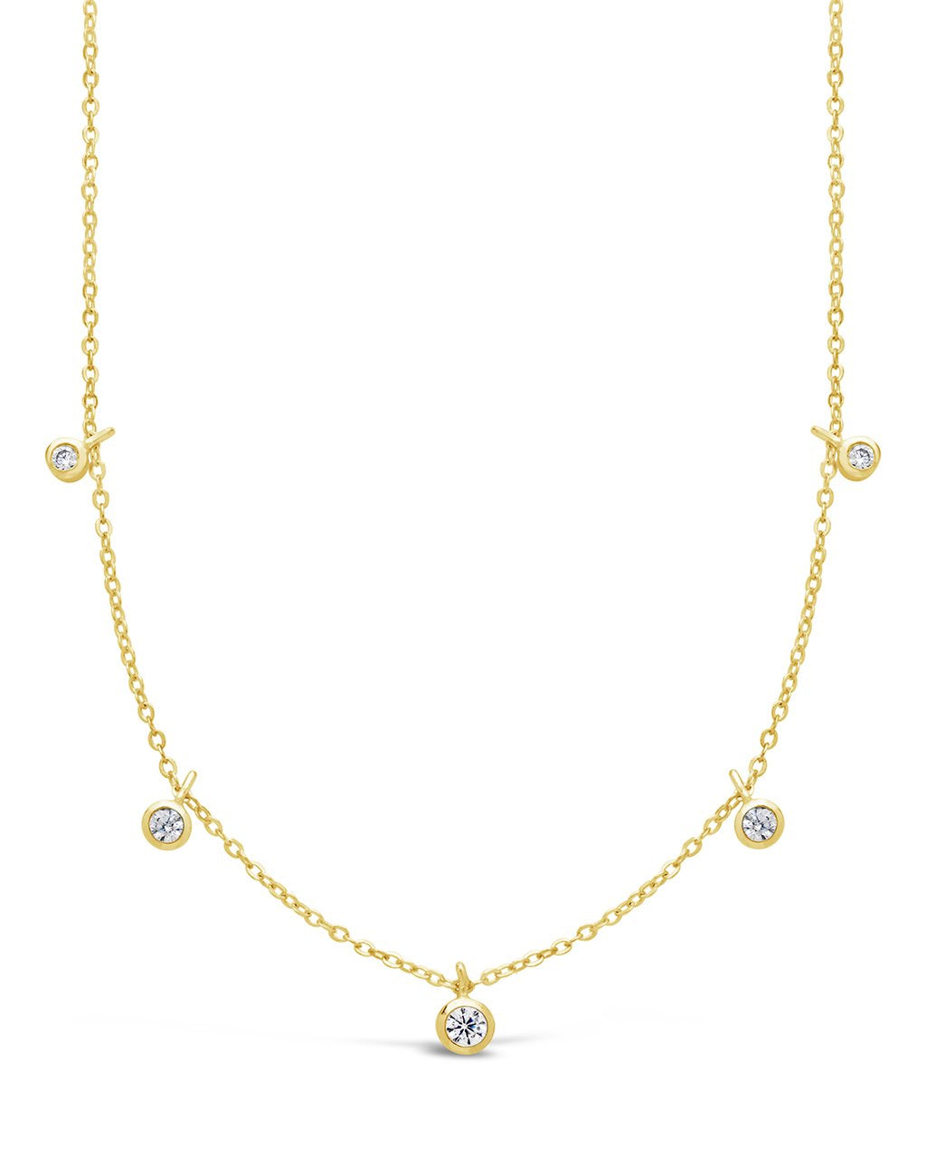 Sterling Silver CZ Dangling Bezel Necklace - Sterling Forever