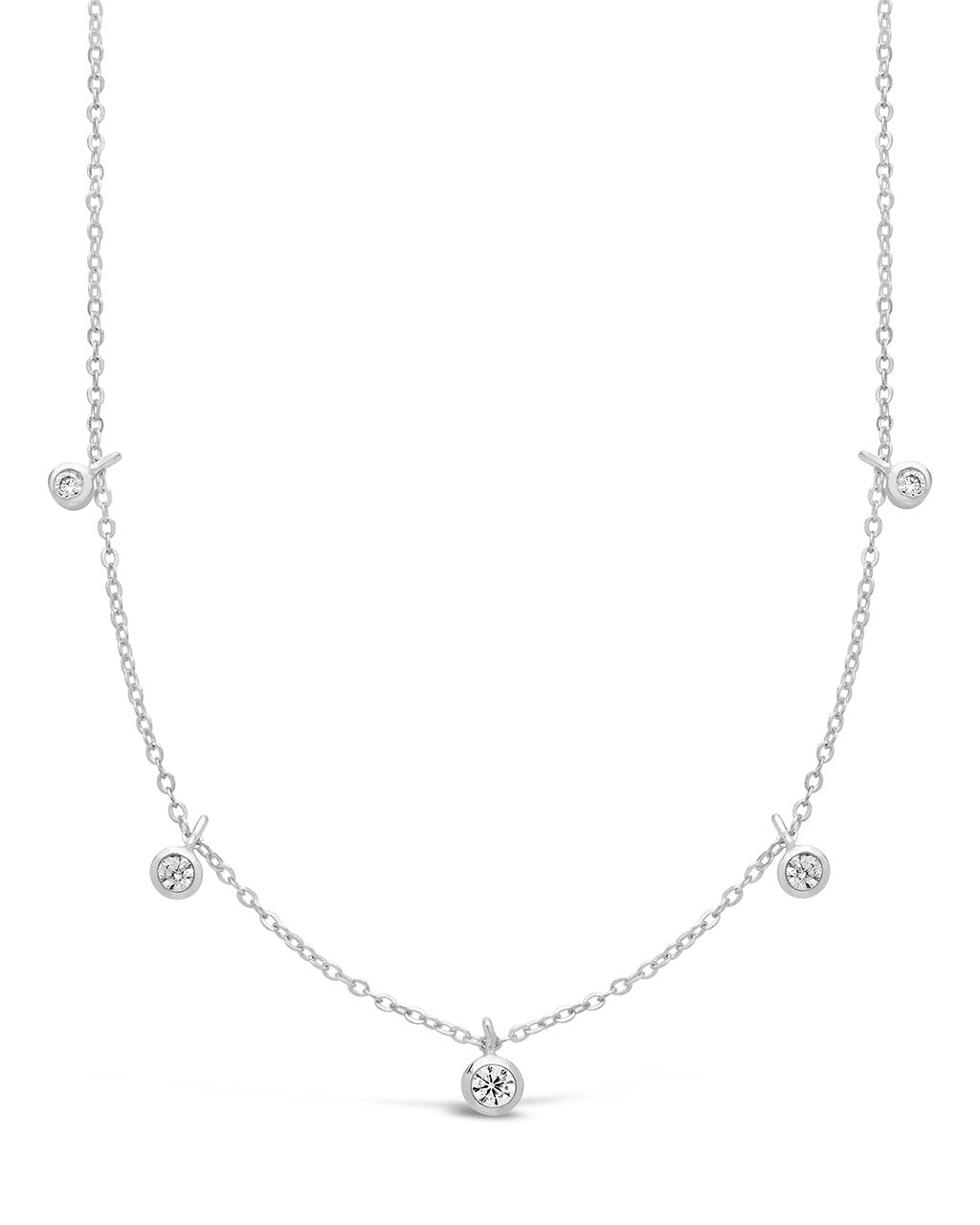 Sterling Silver CZ Dangling Bezel Necklace - Sterling Forever