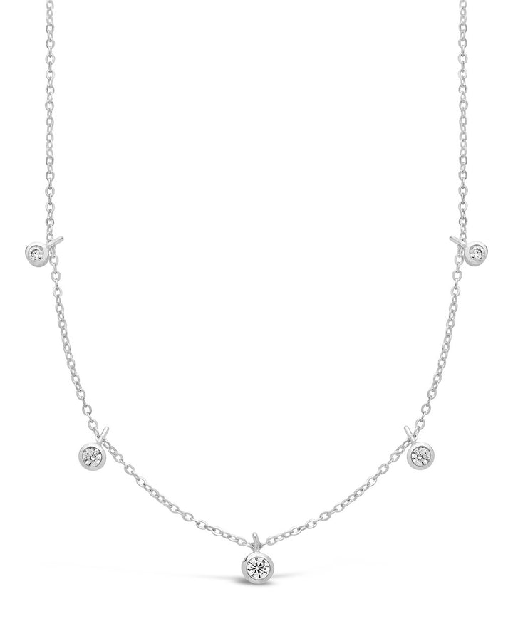 Sterling Silver CZ Dangling Bezel Necklace
