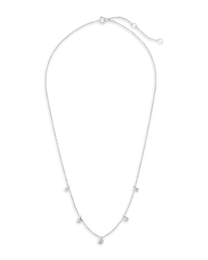 Sterling Silver CZ Dangling Bezel Necklace