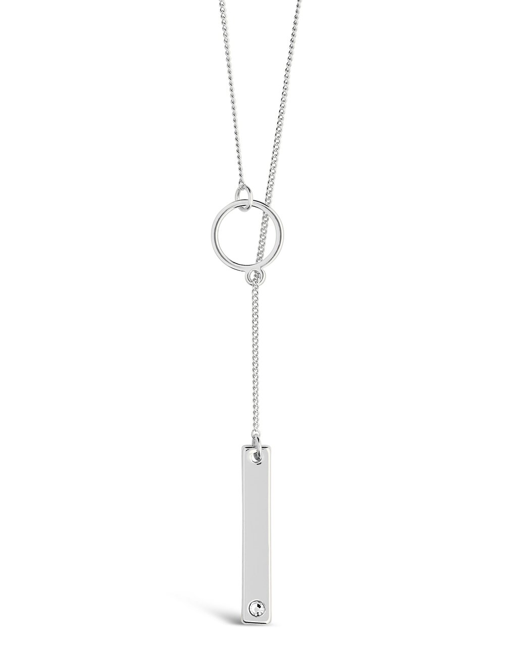 Lariat Bar Drop Necklace with CZ Stud - Sterling Forever