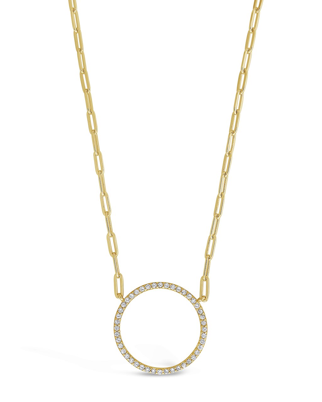 CZ Open Circle Chain Link Necklace - Sterling Forever