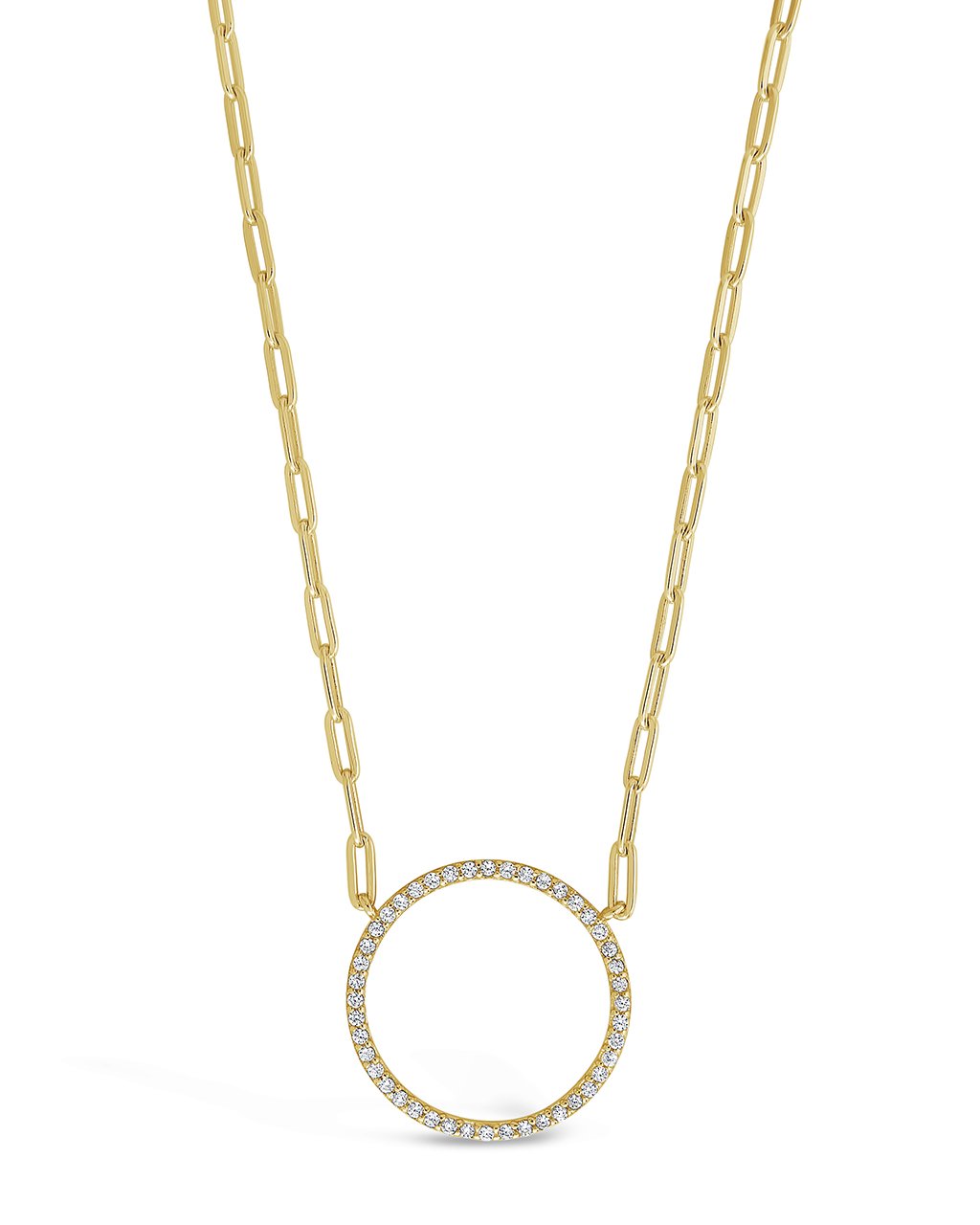 CZ Open Circle Chain Link Necklace - Sterling Forever