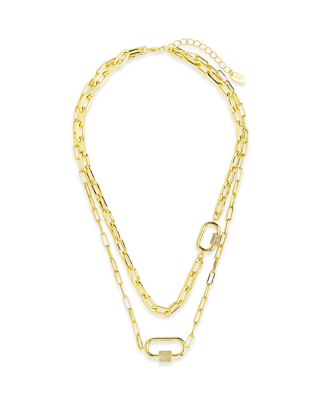 Double Carabiner Layered Necklace Necklace Sterling Forever