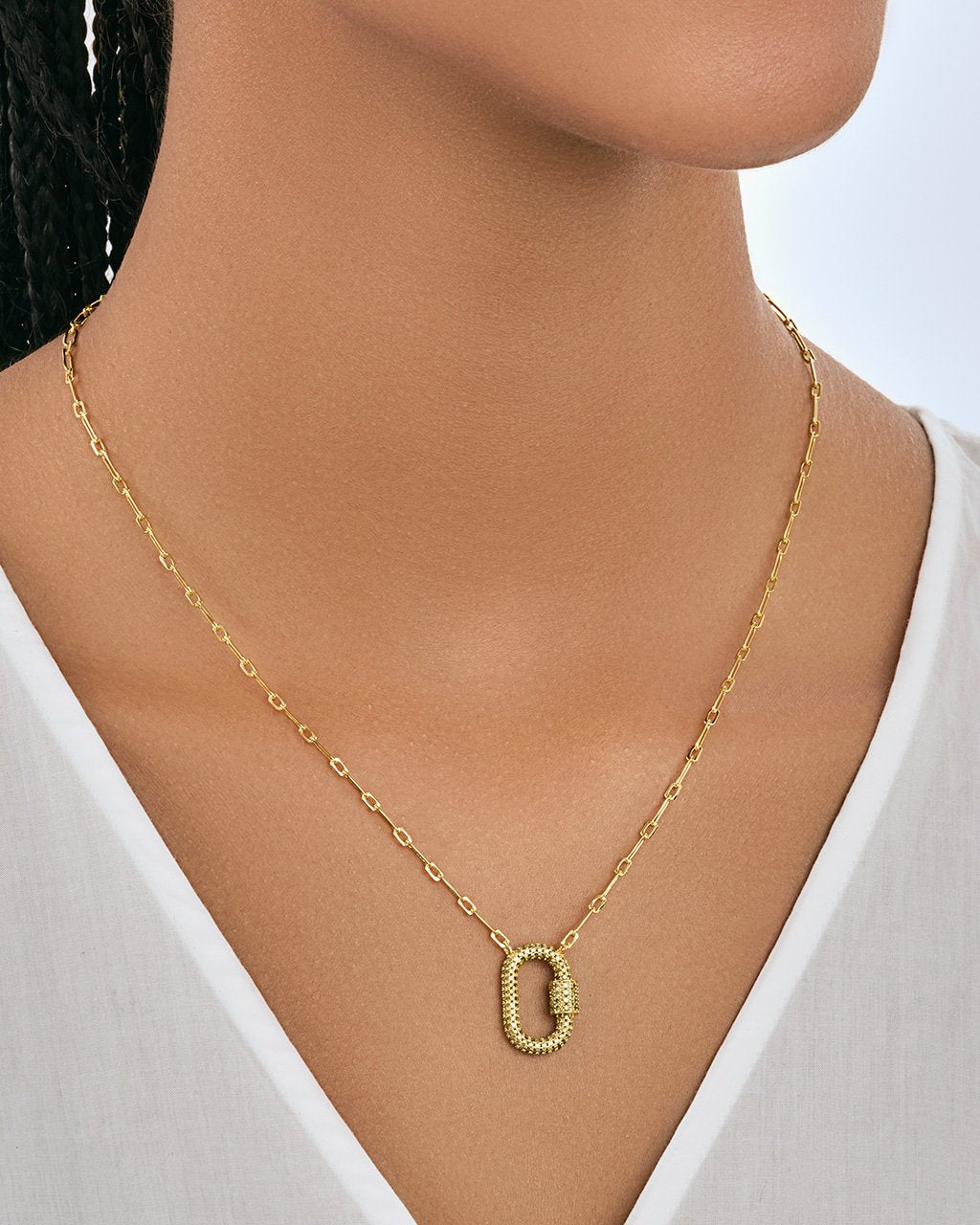 Pave CZ Carabiner Lock Necklace Necklace Sterling Forever 