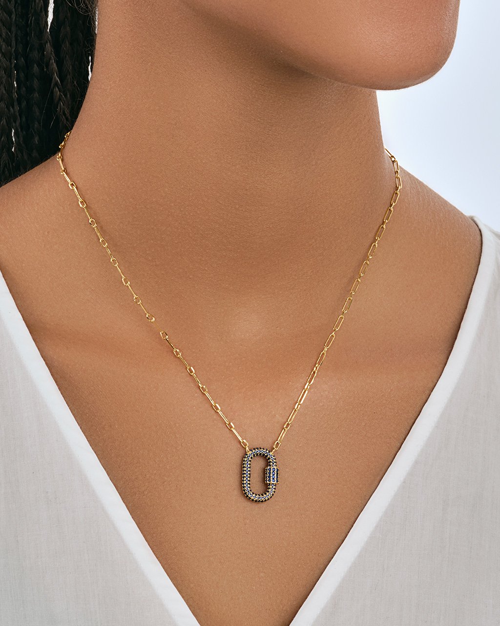 Pave CZ Carabiner Lock Necklace Necklace Sterling Forever 