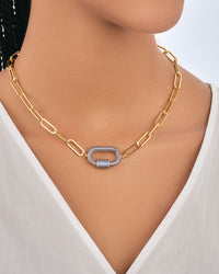 Pave CZ Carabiner Linked Lock Necklace Necklace Sterling Forever 