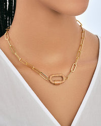 Pave CZ Carabiner Linked Lock Necklace Necklace Sterling Forever 