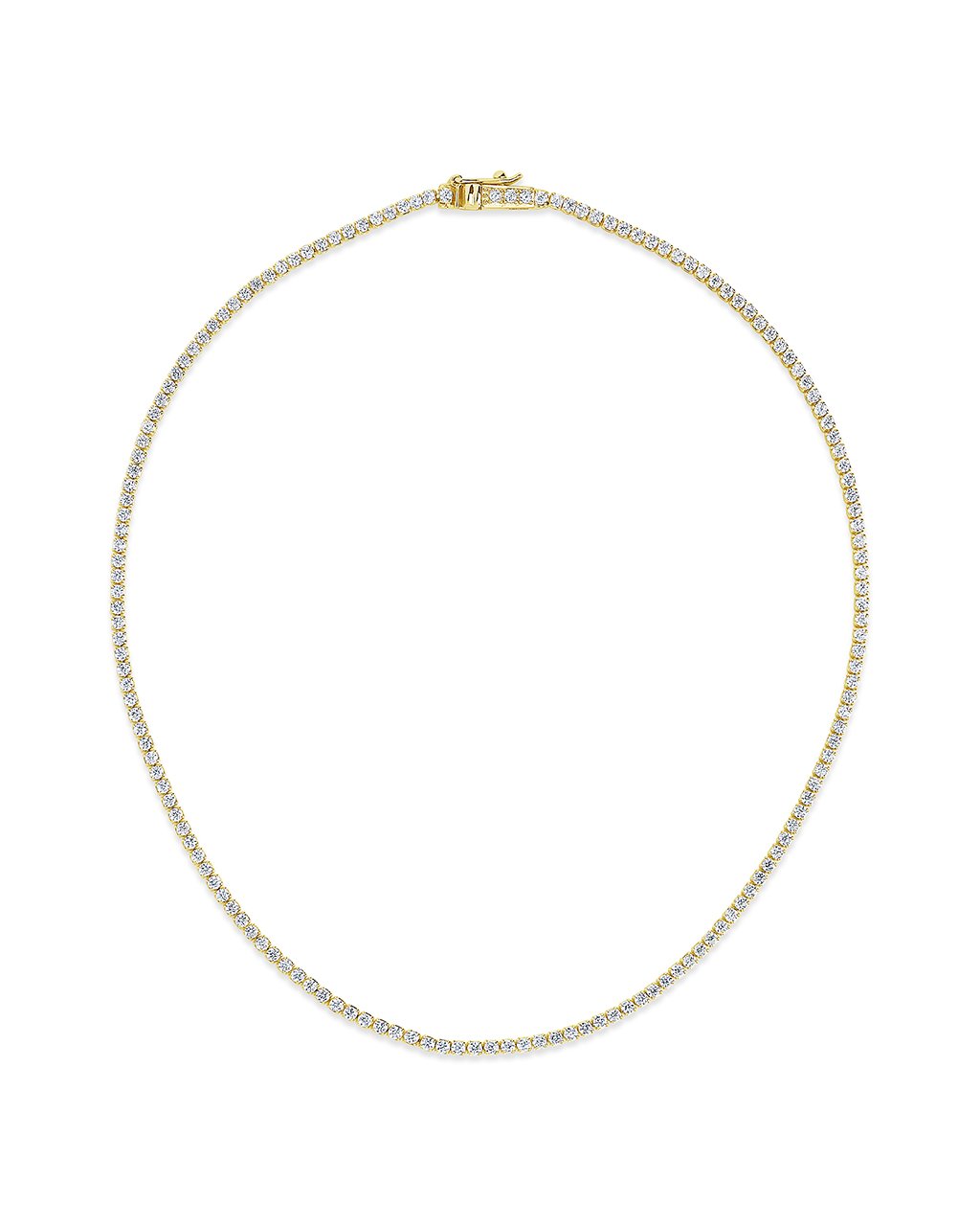 Bezel CZ Tennis Necklace Necklace Sterling Forever Gold 13" 