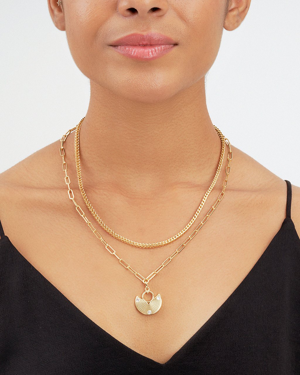 Skyler V-Shaped Double Chain Layering Necklace