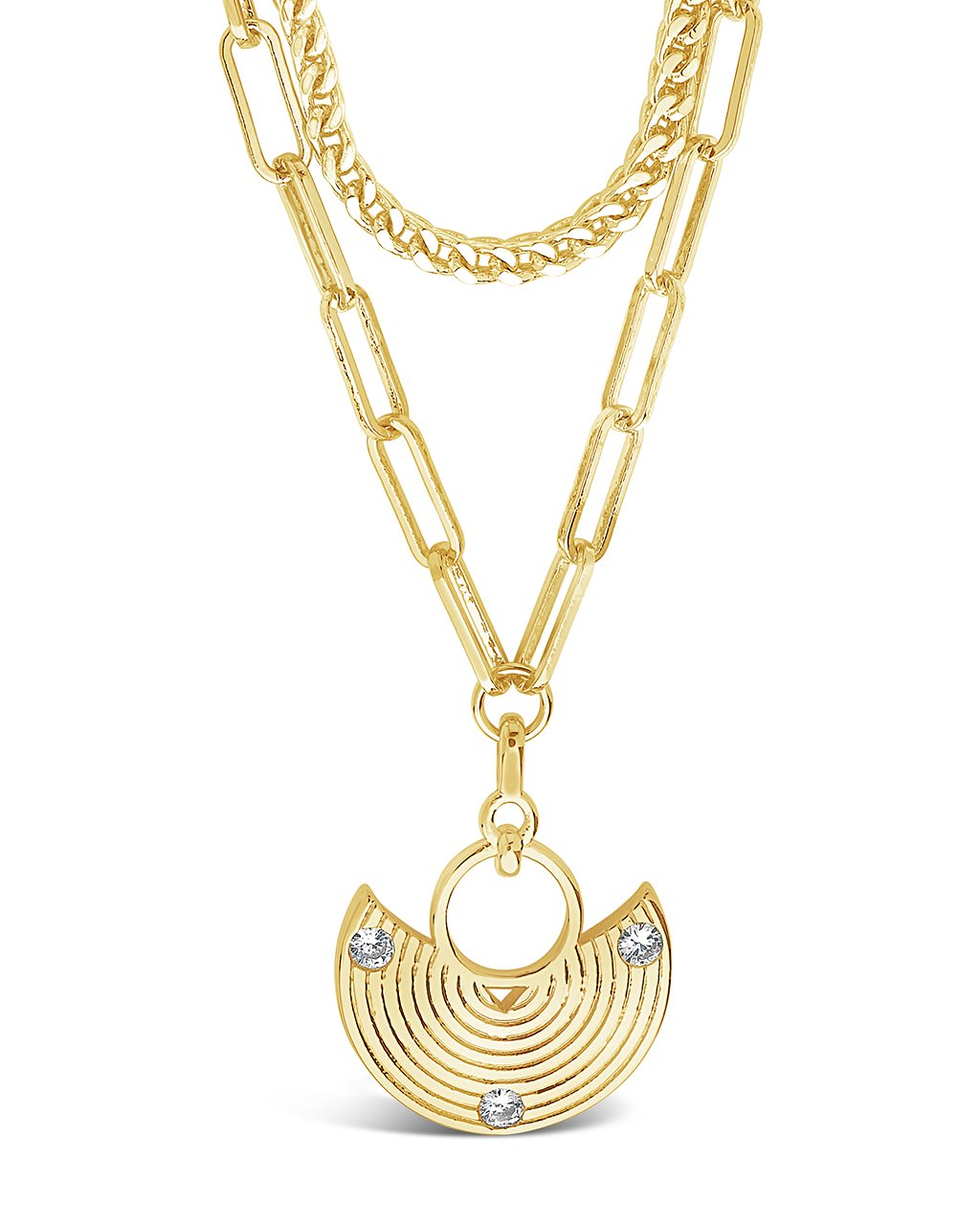 Box Chain & Long Link Layered Necklace Necklace Sterling Forever Gold 