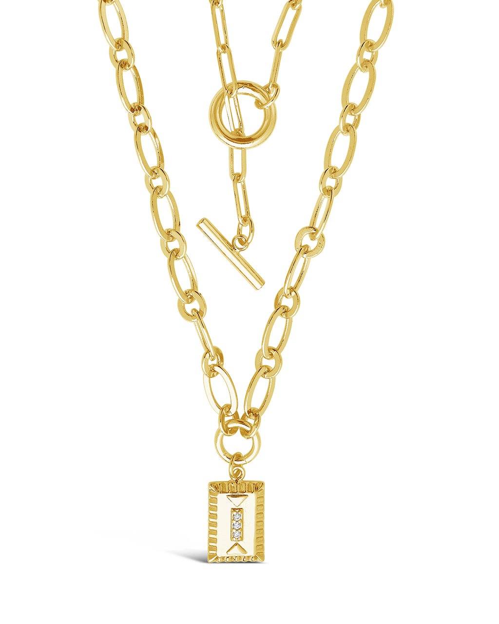 Toggle and Pendant Chain Layered Necklace Necklace Sterling Forever Gold 