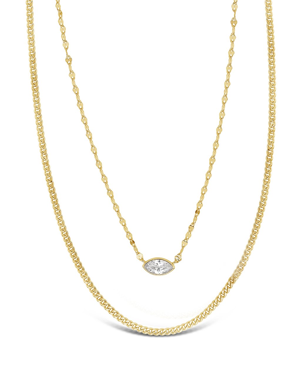 CZ Dainty Layered Necklace Necklace Sterling Forever Gold 
