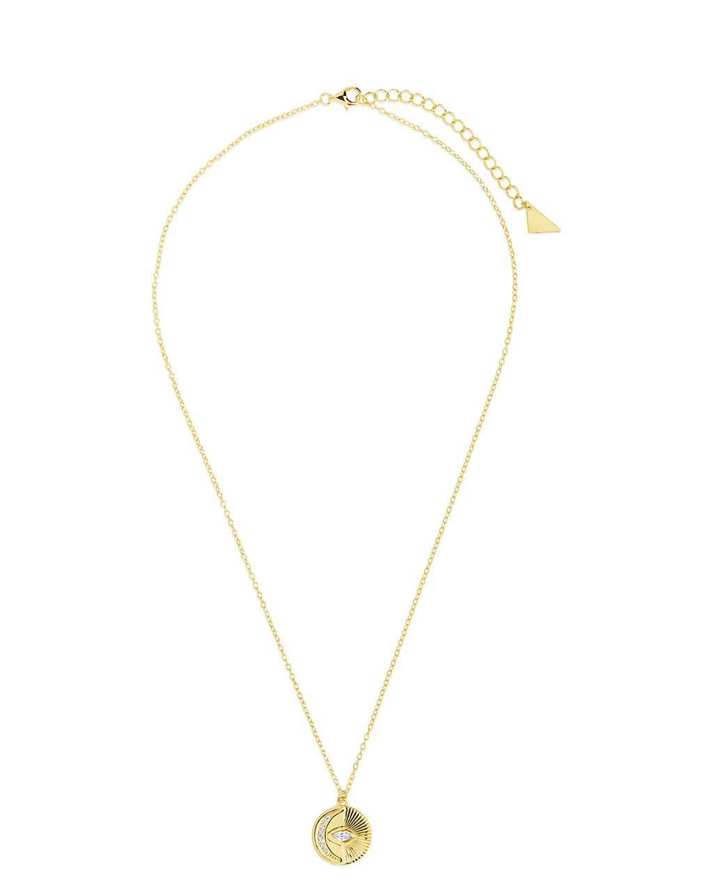 CZ Crescent & Evil Eye Disk Pendant Necklace Sterling Forever 