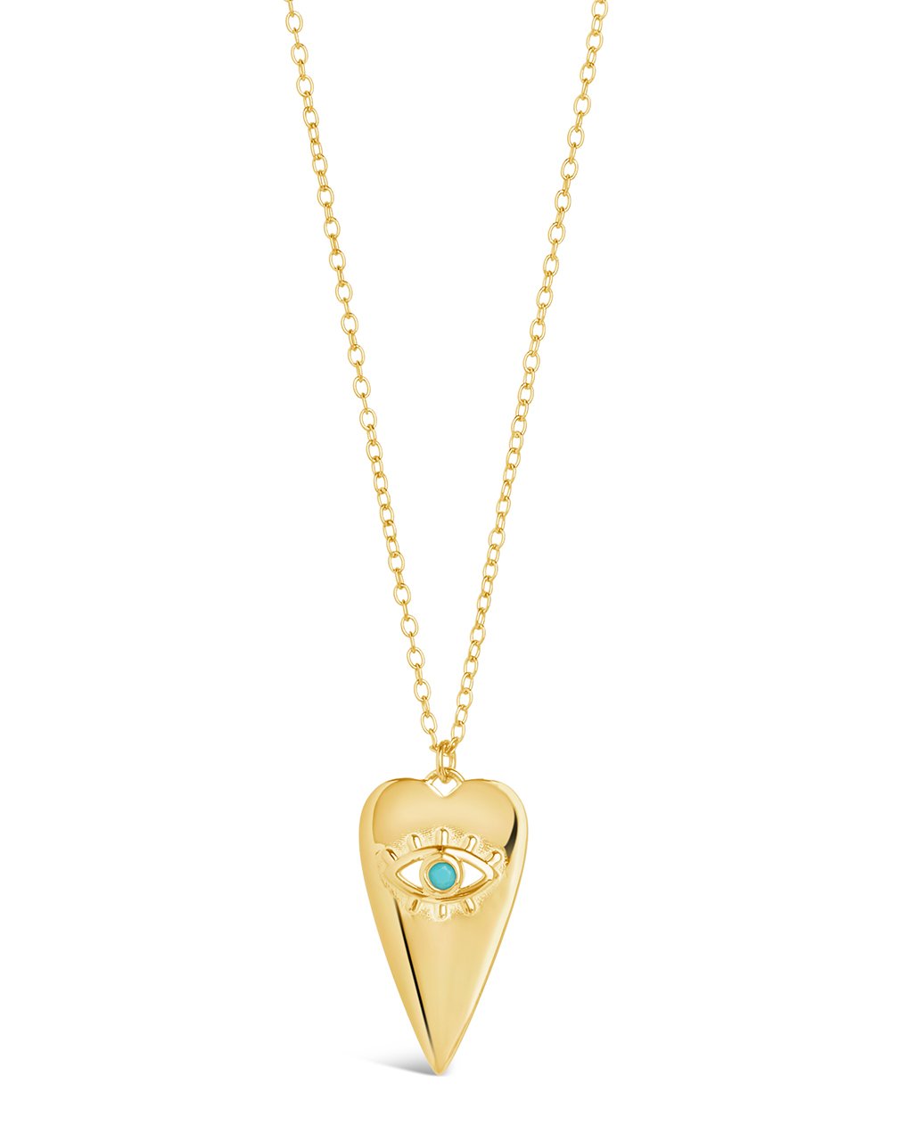 Heart Pendant with Turquoise Evil Eye Pendant Necklace Sterling Forever Gold 