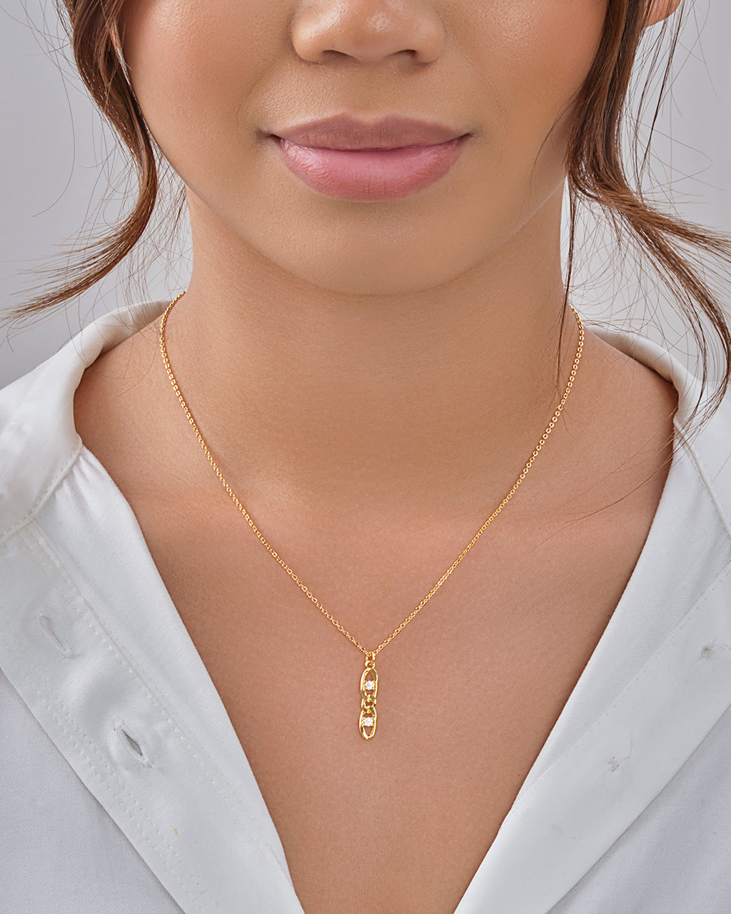 CZ Studded Figaro Link Pendant Necklace Necklace Sterling Forever 