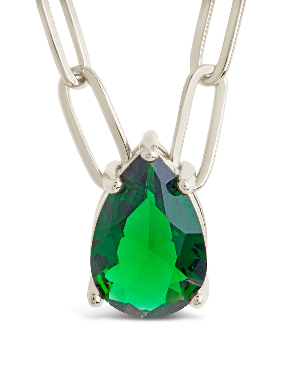 Paperclip Chain with Teardrop Pendant Necklace Sterling Forever 