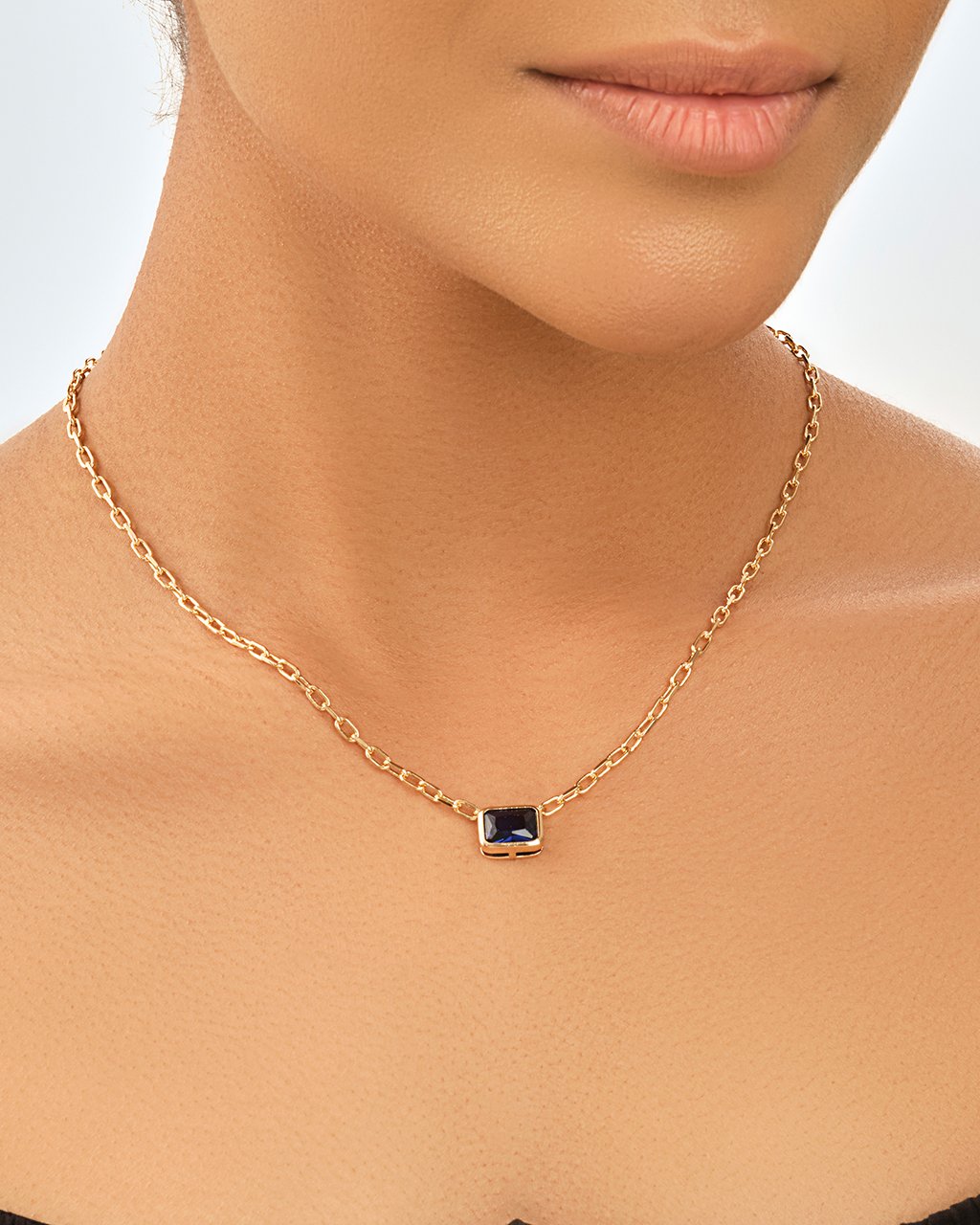 Sapphire Cushion-Cut Bezel Pendant Necklace Necklace Sterling Forever 