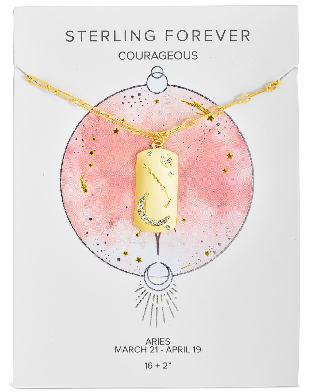 Constellation Dog Tag Necklace Necklace Sterling Forever Gold Aries (Mar 21 - Apr 19) 