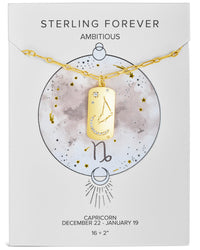 Constellation Dog Tag Necklace Necklace Sterling Forever Gold Capricorn (Dec 22 - Jan 19) 