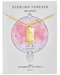 Constellation Dog Tag Necklace Necklace Sterling Forever Gold Libra (Sept 23 - Oct 22) 
