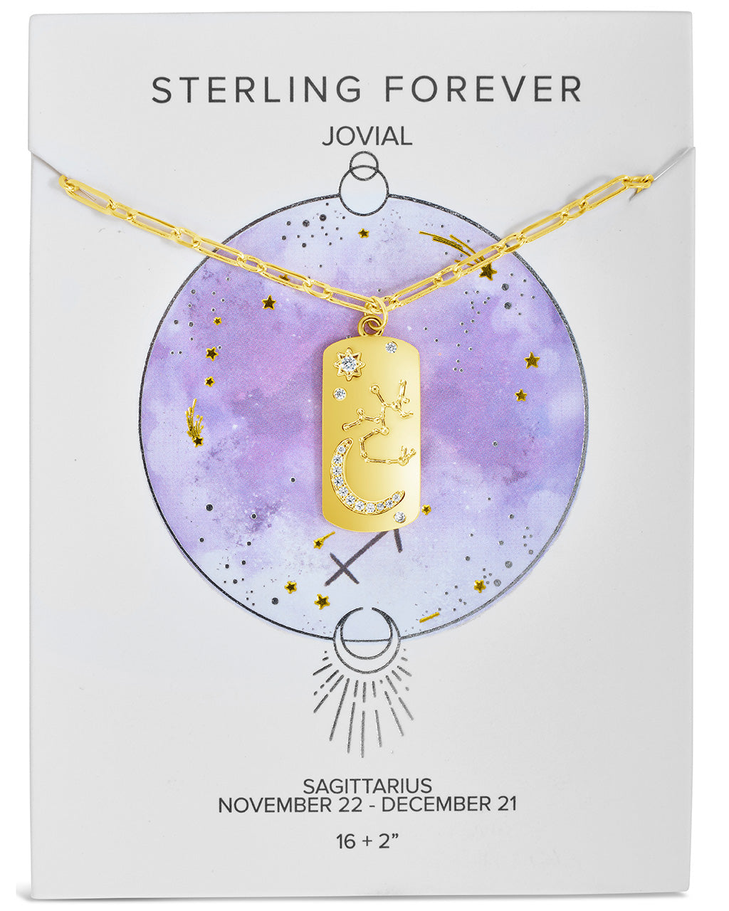 Constellation Dog Tag Necklace Necklace Sterling Forever Gold Sagittarius (Nov 22 - Dec 21) 