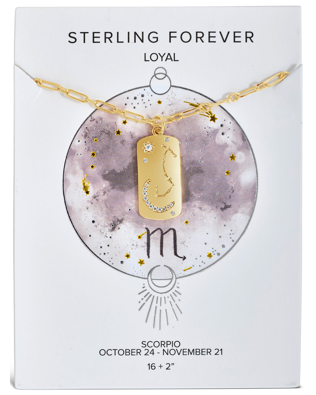 Constellation Dog Tag Necklace Necklace Sterling Forever Gold Scorpio (Oct 23 - Nov 21) 