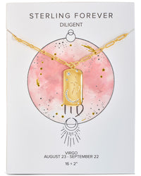 Constellation Dog Tag Necklace Necklace Sterling Forever Gold Virgo (Aug 23 - Sept 22) 